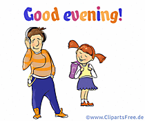 Guten Abend auf Englisch animierter Text