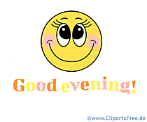 Guten Abend auf Englisch Glückwunschkarte mit Smilie