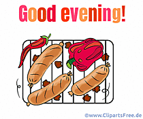 Würstchen am Grill Bild  - Guten Abend auf Englisch