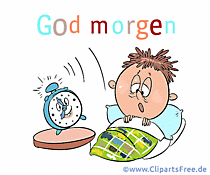 Wecker und Kind - Guten Morgen auf Dänisch