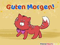 Animation Guten Morgen mit witziger Katze - Gifs animiert