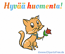 Finnisch Guten Morgen Clipart mit Katze