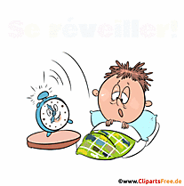 Aufwachen früh Morgen auf Französisch animierte Gif Grusskarte