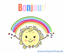 Guten Morgen auf Französisch Bild mit Sonne