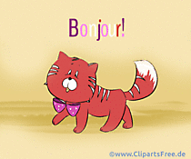 Kater mit Guten Morgen Gruß auf Französisch Gif