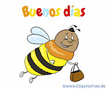 Lustiges Bienchen mit Guten Morgen Gruss auf Spanisch