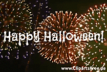 Text Happy Halloween mit Feuerwerk