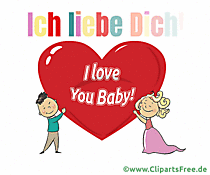 Animation Ich liebe Dich mit großem Herz und Paar