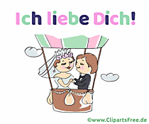 Brautpaar im Luftballon animierte Glückwunschkarte