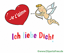 Ich liebe Dich Amour mit Bogen und Pfeil Gif-Animation