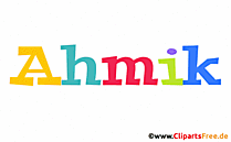 Ahmik Vorname für Jungen Deko Illustration mit Animation
