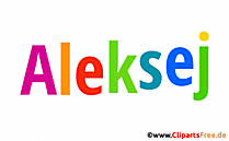 Aleksej russischer Vorname für Jungen Illustration mit dekorativem Schriftzug