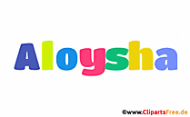 Aloysha russischer Vorname für Jungen Illustration mit dekorativem Schriftzug