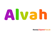 Alvah Vorname für Jungen Illustration mit dekorativen Buchstaben