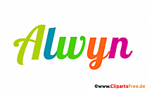 Alwyn Vorname für Jungen Illustration mit dekorativen Buchstaben