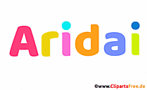 Aridai Vorname für Jungen Illustration mit dekorativen Buchstaben