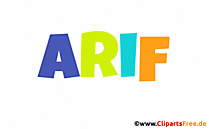 Arif Vorname Bild mit Deko Schrift - Vornamen für Jungs