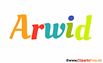 Arwid Vorname für Jungen Illustration mit dekorativen Buchstaben