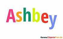 Ashbey Vorname für Jungen Illustration mit dekorativen Buchstaben