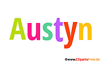 Austyn Vorname für Jungen Illustration mit dekorativen Buchstaben