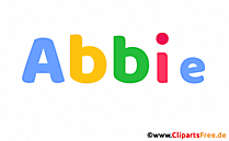 Abbie Mädchenname aus animierten Buchstaben