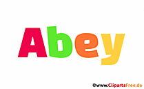 Abey Mädchenname aus animierten Buchstaben