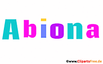 Abiona Mädchenname aus animierten Buchstaben