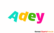 Adey Mädchenname aus animierten Buchstaben