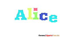 Alice Mädchenvorname für Baby als animiertes Bild