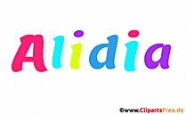 Alidia Mädchenvorname für Kind Gif animiert