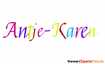 Antje-Karen schöner Vorname für Mädchen - Illustrationen mit Vornamen aus bunten Buchstaben