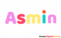 Asmin Vorname für Mädchen - Namensbilder aus bunten Buchstaben