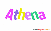 Athena Vorname für Mädchen aus bunten animierten Buchstaben