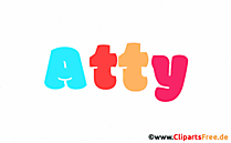 Atty Vorname für Mädchen aus bunten animierten Buchstaben