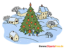 Verschneites Dorf im Winter Gif-Clipart