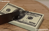 Geldscheine und glühender Messer Video to Gif