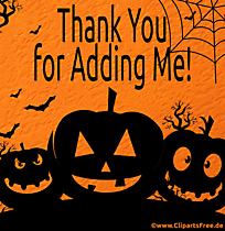 Danke für die Aufnahme in die Gruppe - Halloween Bild zum Teilen in Social Media