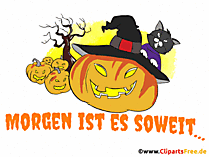 1 Tag bis Halloween - Morgen ist es soweit Gif Grusskarte