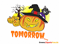 1 Tag bis Halloween Morgen Clipart animiert