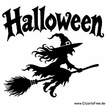 Hexe auf Besen Halloween Clip Art
