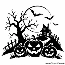 Schwarz-weisses Clipart zu Halloween