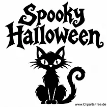 Spooky Halloween Clipart mit schwarzer Katze