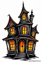 Gruseliges Haus Clipart zu Halloween