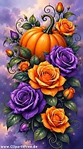 Hintergrundbild zu Halloween mit Blumen und Kürbis