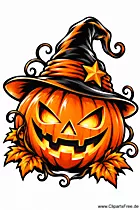 Kürbiss mit Hexenhut Clipart zu Halloween