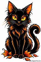 Schwarze Katze Clipart-Zeichnungzu Halloween