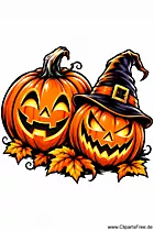 Zwei gruselige Kürbisse Clipart zu Halloween