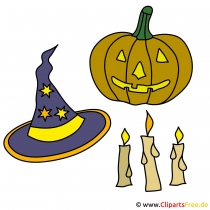 Kurbis, Mütze, Kerzen - Bilder zu Halloween
