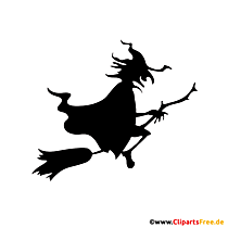 Silhouette Hexe auf Besen Clipart, Bild, PNG transparent