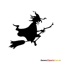 Silhouette Hexe auf Besen Clipart, Bild, PNG transparent